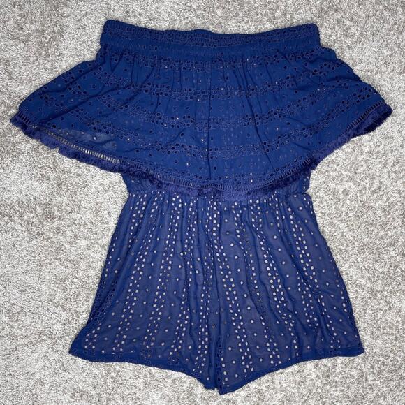 Anthropologie Ranna Gill Tiered Eyelet Off-The-Shoulder Romper Size Medium NEW - Picture 4 of 8